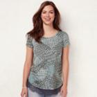 Women's Lc Lauren Conrad Lace-trim Top, Size: Xl, Dark Grey