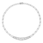 Sterling Silver 1/4 Carat T.w. Diamond Greek Key Necklace, Women's, Size: 17, White