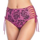 Women's Ibiza High-waisted Lace-up Bikini Bottoms, Size: Small, Dark Red