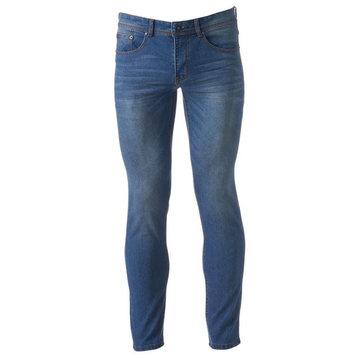 Men's Dusted Straight-leg Stretch Jeans, Size: 40x32, Med Blue