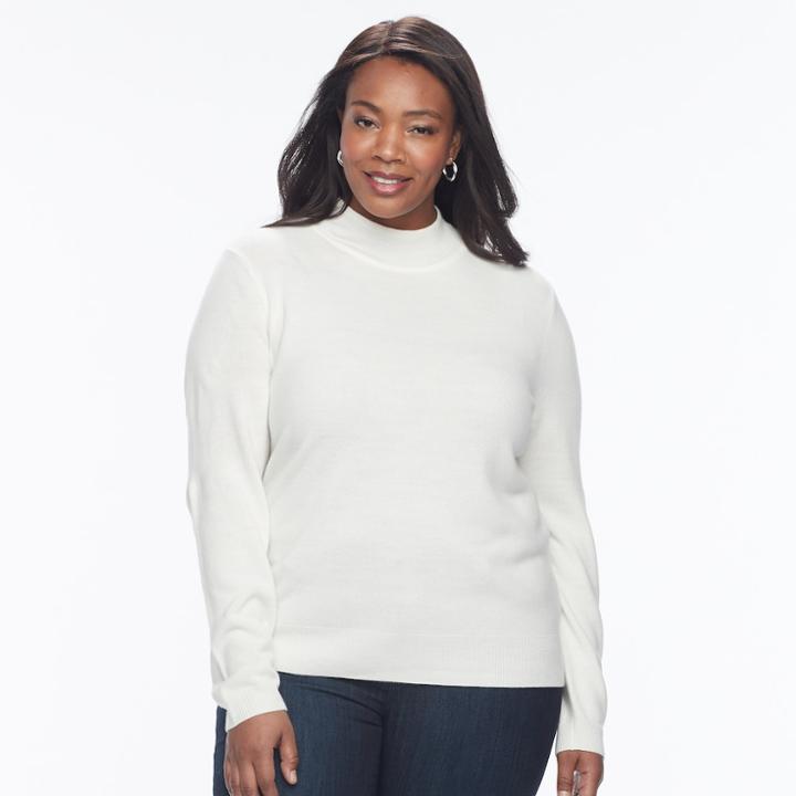 Plus Size Napa Valley Mockneck Sweater, Women's, Size: 1xl, Natural
