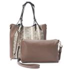 La Diva 2-in-1 Carter Snakeskin Tote With Removable Pouch, Women's, Brown Oth