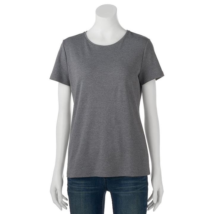 Women's Croft & Barrow&reg; Essential Crewneck Tee, Size: Large, Med Grey