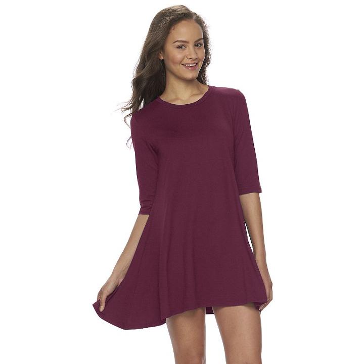 Juniors' About A Girl Graphic Swing Dress, Size: Large, Purple Oth