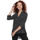 Juniors' Candie's&reg; Printed Lace Blouse, Teens, Size: Xl, Black