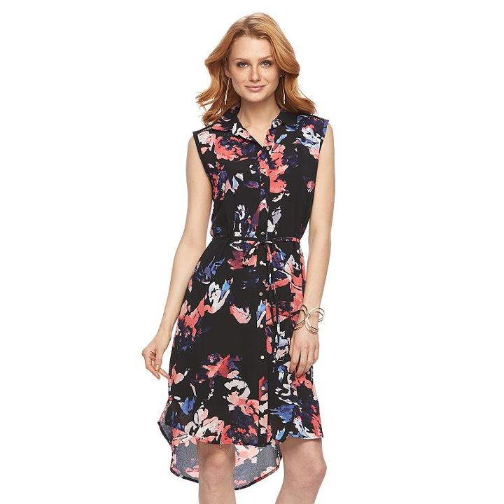 Women's Apt. 9&reg; Midi Shirtdress, Size: Large, Black