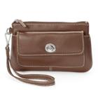 Ili Turn Lock Leather Wristlet, Women's, Brown