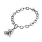 Fiora Stainless Steel Virginia Tech Hokies Heart Charm Bracelet, Women's, Size: 8, Grey