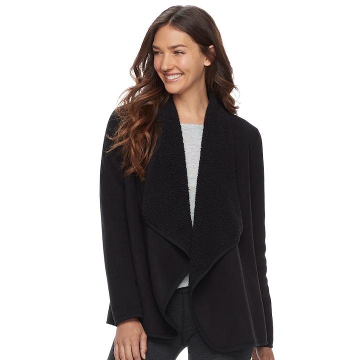 Women's Sonoma Goods For Life&trade; Sherpa Cardigan, Size: Xxl, Black