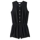 Girls 7-16 Joey B Button Front Gauze Romper, Girl's, Size: Medium, Black