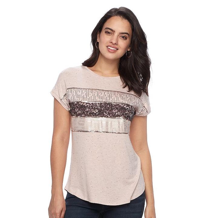 Women's Apt. 9® Embellished Crewneck Tee, Size: Xxl, Light Pink