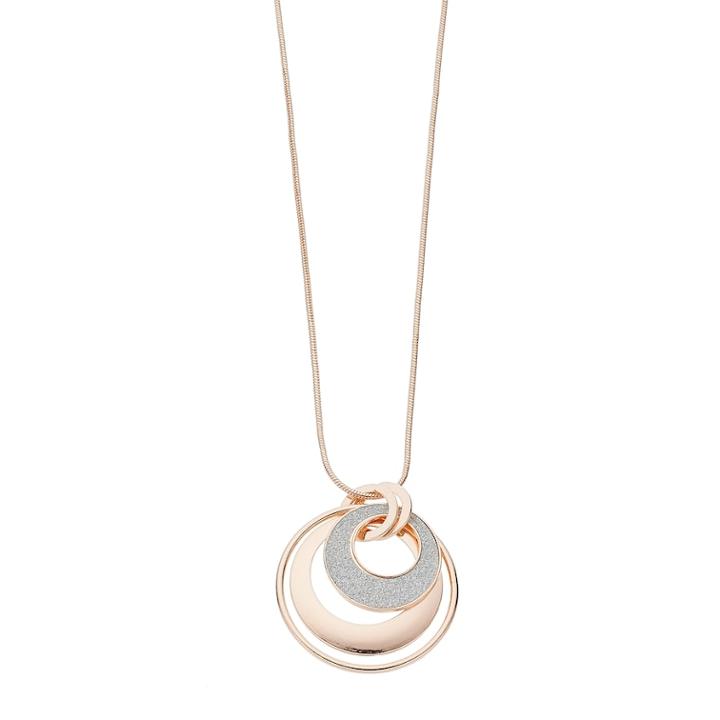 Concentric Circle Long Pendant Necklace, Women's, Pink