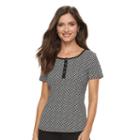 Women's Croft & Barrow&reg; Henley Tee, Size: Small, Black