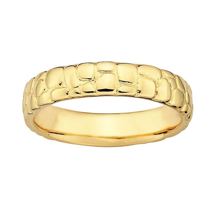Stacks And Stones 18k Gold Over Silver Pebbled Stack Ring, Women's, Size: 9, Grey