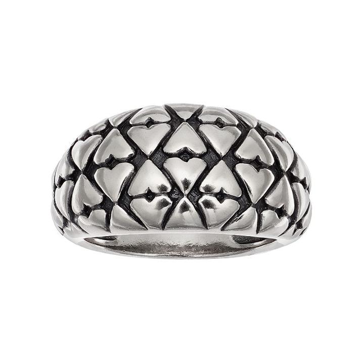 Adora Sterling Silver Textured Dome Ring, Women's, Size: 8, Grey