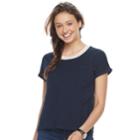 Juniors' Pink Republic Crewneck Ringer Tee, Teens, Size: Xl, Dark Blue