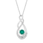 10k White Gold Emerald & Diamond Accent Infinity Wrap Pendant, Women's, Size: 18, Green
