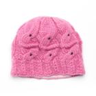 Sijjl Women's Beaded Cable-knit Wool Beanie, Pink