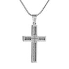 Lynx Stainless Steel Cable Cross Pendant - Men, Size: 24, Grey