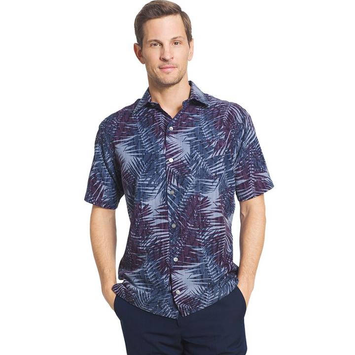 Men's Van Heusen Classic-fit Oasis Crosshatch Button-down Shirt, Size: Medium, Med Blue