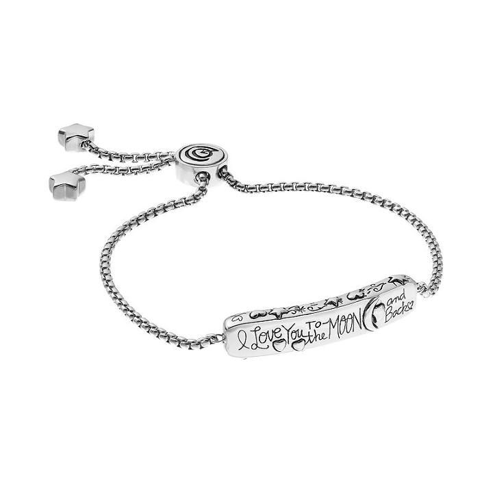Love This Life Stainless Steel I Love You To The Moon And Back Lariat Bracelet, Women's, Grey
