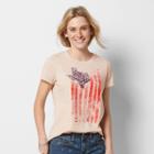 Women's Patriotic Graphic Crewneck Tee, Size: Xxl, Light Grey