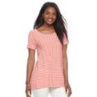 Women's Croft & Barrow&reg; Asymmetrical Handkerchief Tee, Size: Large, Lt Orange