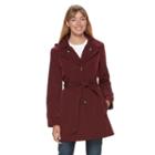 Women's Tower By London Fog Hooded Raincoat, Size: Small, Dark Red