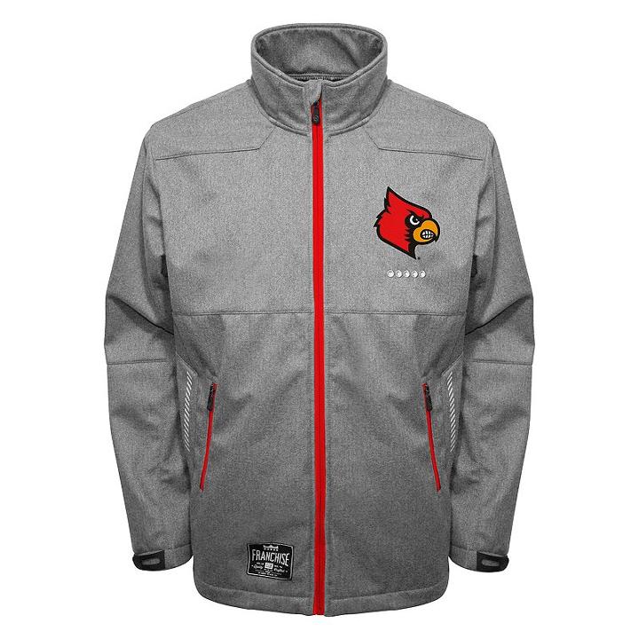 Men's Franchise Club Louisville Cardinals Tech Fleece Softshell Jacket, Size: Small, Grey