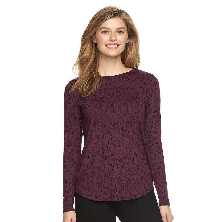 Women's Apt. 9&reg; Essential Crewneck Tee, Size: Large, Drk Purple