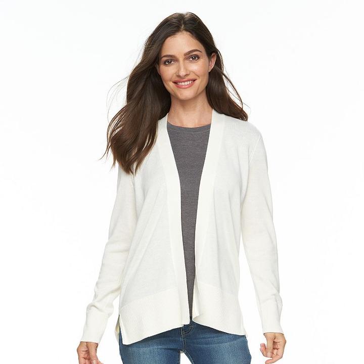 Women's Croft & Barrow&reg; Essential Open Front Cardigan, Size: Xl, White