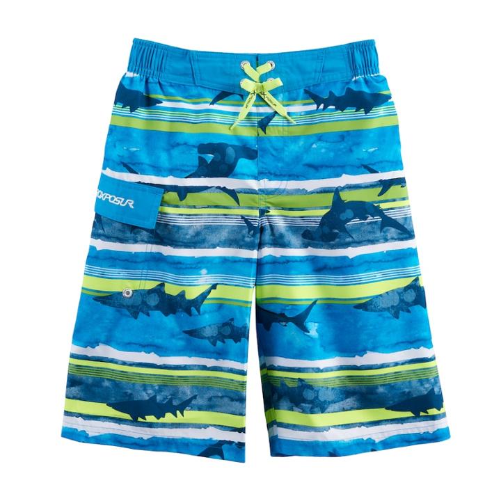 Boys 8-20 Zeroxposur Shark Stripes Swim Trunks, Size: Medium, Turquoise/blue (turq/aqua)