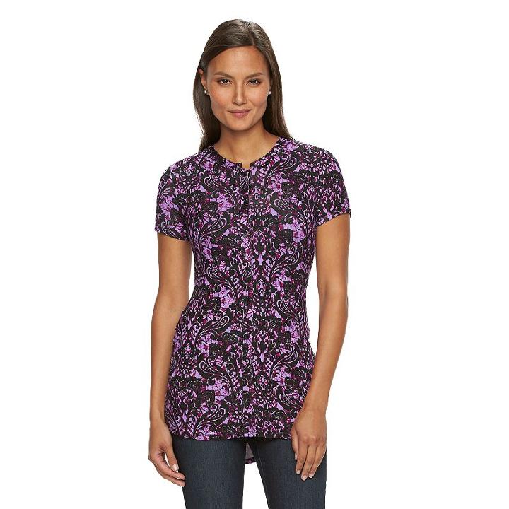 Women's Dana Buchman Button-down Shirt, Size: Medium, Dark Pink
