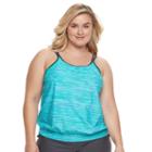 Plus Size Free Country 2-in-1 Blouson Tankini Top, Women's, Size: 3xl, Green Oth