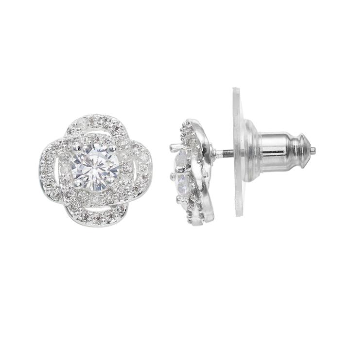 Napier Cubic Zirconia Flower Stud Earring, Women's, Silver