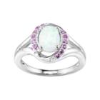 Sterling Silver Lab-created White Opal & Pink Sapphire Halo Ring, Women's, Size: 8