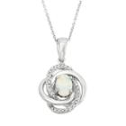 Lab-created Opal & Diamond Accent Sterling Silver Love Knot Pendant Necklace, Women's, White