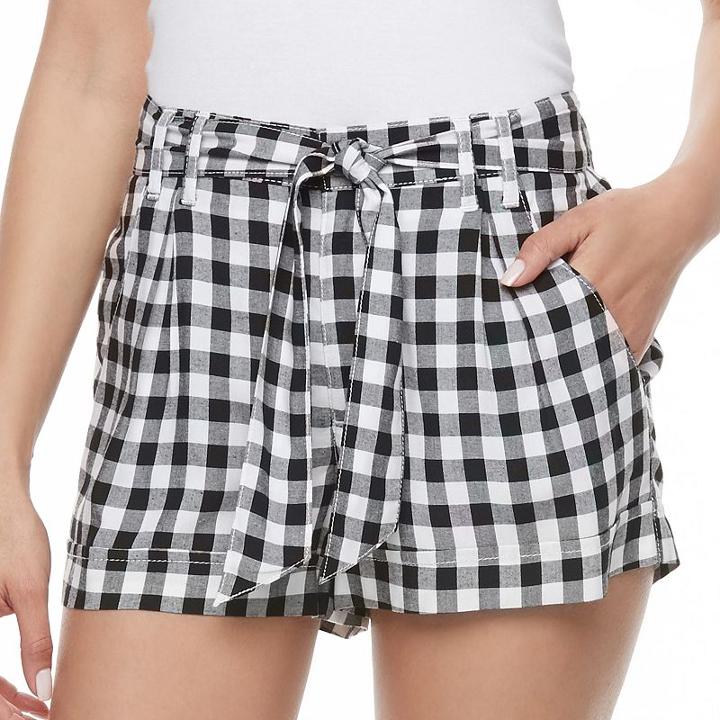 Juniors' So&reg; High-rise Shortie Shorts, Girl's, Size: Small, Grey (charcoal)