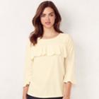Women's Lc Lauren Conrad Swiss Dot Flounce Top, Size: Xl, Natural