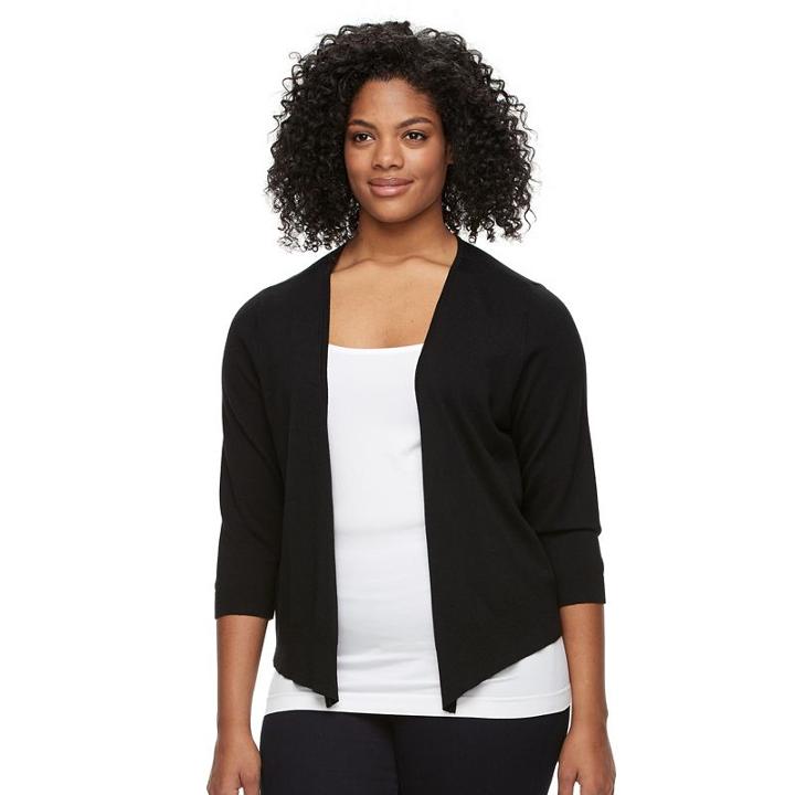 Plus Size Apt. 9&reg; Tulip-hem Open-front Cardigan, Women's, Size: 3xl, Black