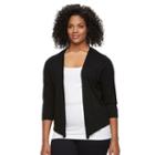Plus Size Apt. 9&reg; Tulip-hem Open-front Cardigan, Women's, Size: 3xl, Black