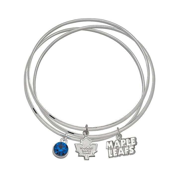 Logoart Toronto Maple Leafs Silver Tone Bangle Bracelet Set, Women's, Blue