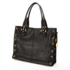 Amerileather Double Handled Buckle Leather Tote, Women's, Black