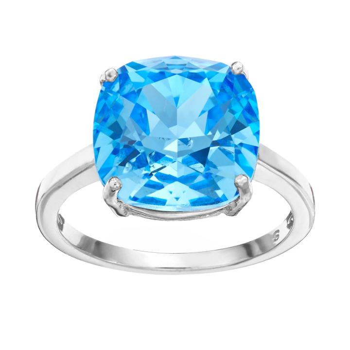 Illuminaire Silver-plated Crystal Solitaire Ring - Made With Swarovski Crystals, Women's, Blue