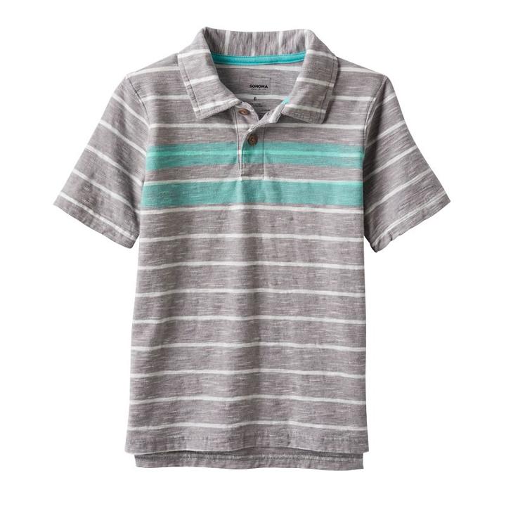 Boys 4-7x Sonoma Goods For Life&trade; Striped Polo, Boy's, Size: 5, Med Grey