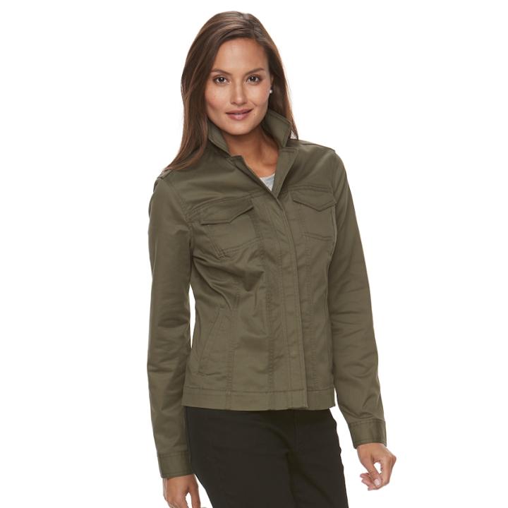 Women's Croft & Barrow&reg; Utility Blazer Jacket, Size: Medium, Green