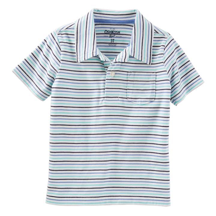 Boys 4-12 Oshkosh B'gosh&reg; Pocket Polo, Size: 10, Light Blue Stripe