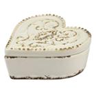 Stonebriar Collection Ceramic Heart Box, White