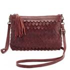 R & R Leather Scalloped Crossbody Bag, Women's, Red Other