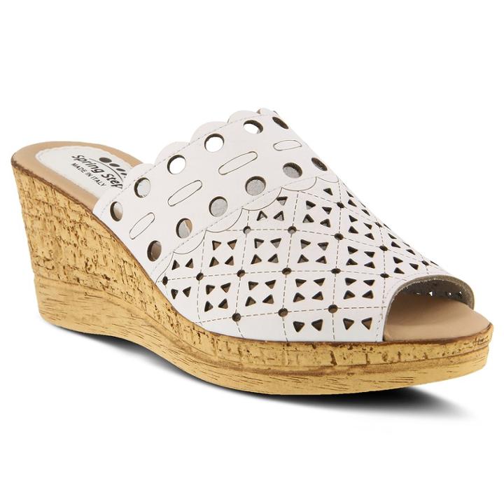 Spring Step Nava Women's Wedge Sandals, Size: 36, White